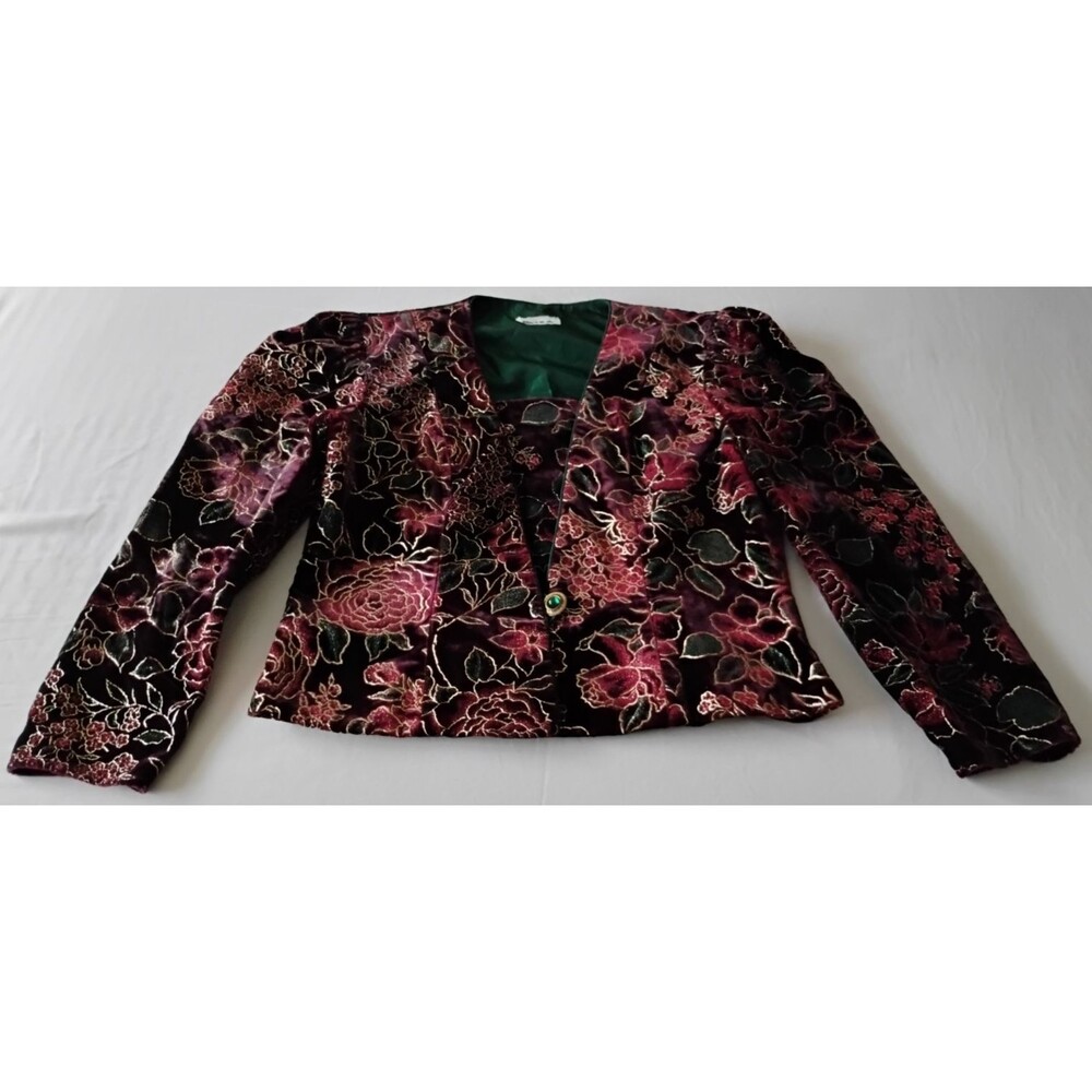 Vtg 90's Patra Velvet Jacket Blazer Plum Velvet Gypsy Cocktail Holiday sz 12/14